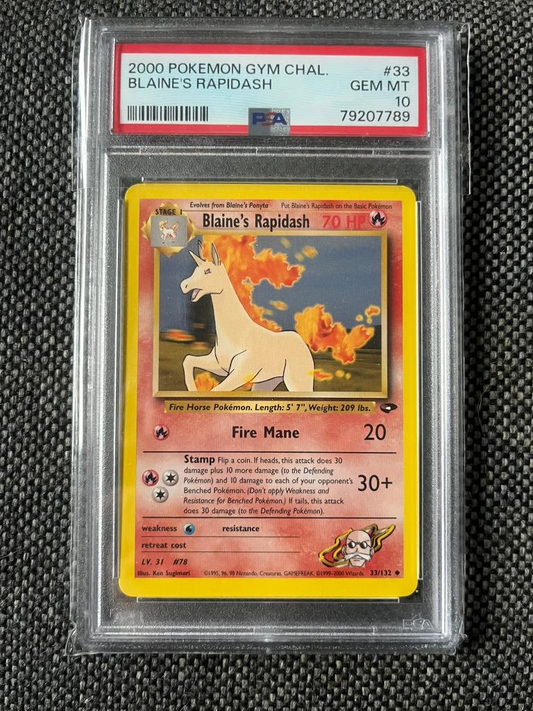 PSA 10 Pokemon 2000 GYM Challenge Blaine's RAPIDASH 33, Ophalen of Verzenden, Nieuw, Losse kaart