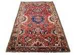 Handmade antique Persian Heriz tapijt floral 107x150cm, Crème, Gebruikt, 100 tot 150 cm, Onbekend