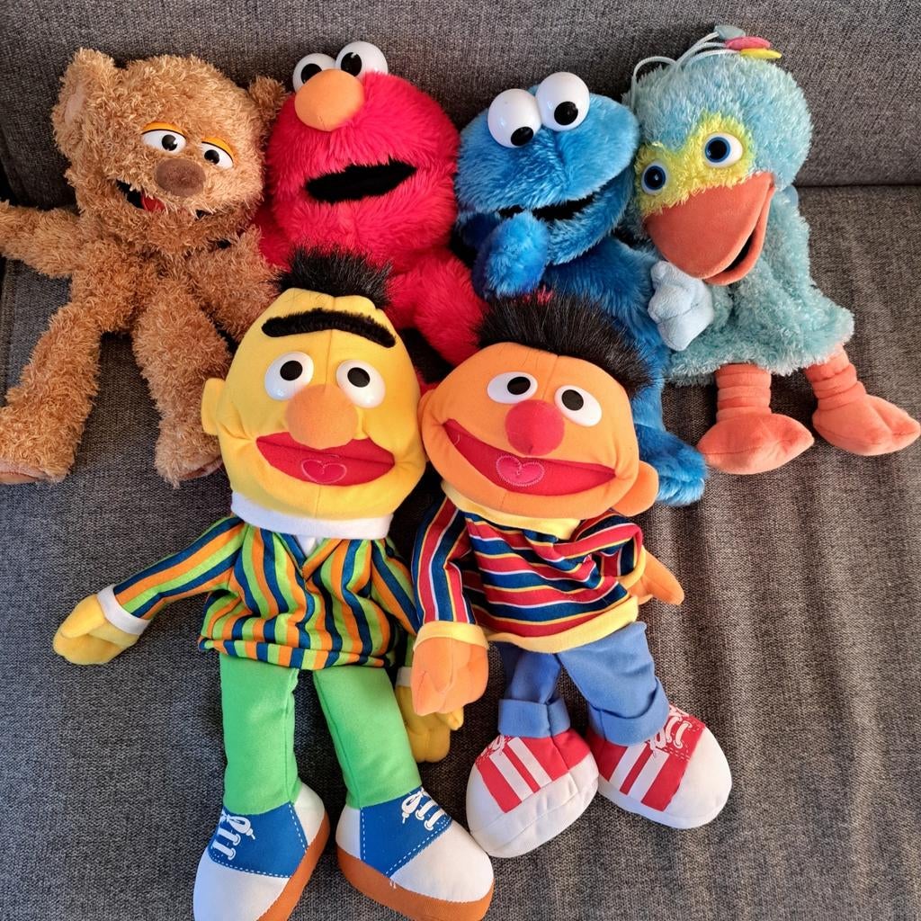 6 Grote Sesamstraat Handpoppen. 7,50 per stuk, Kinderen en Baby's, Ophalen of Verzenden