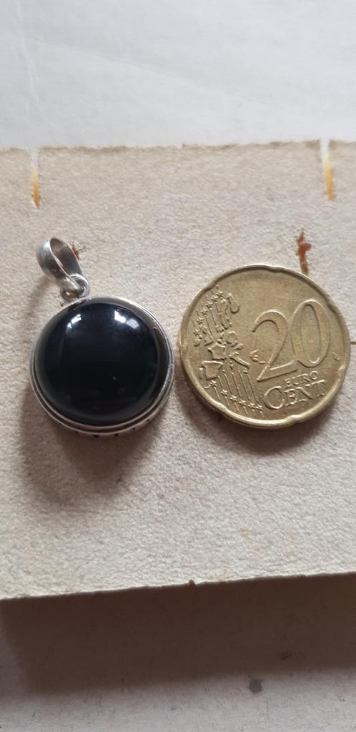 925 Zilveren hanger met onyx, Sieraden, Tassen en Uiterlijk, Antieke sieraden, Ophalen of Verzenden, Zilver