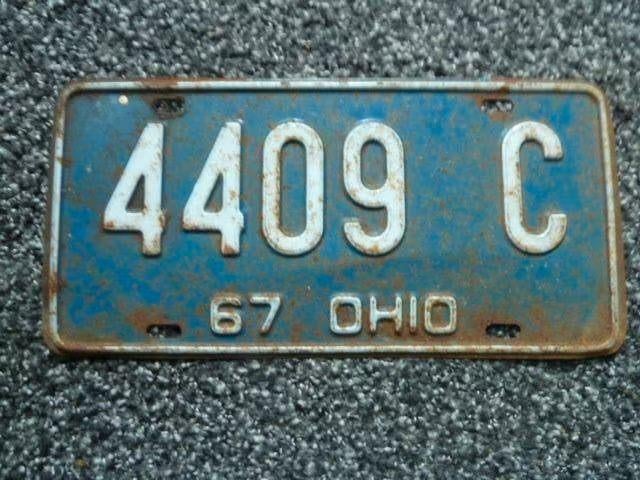 Kentekenplaat licenseplate Ohio 1967 USA, Verzamelen, Verzenden, Gebruikt, Auto's
