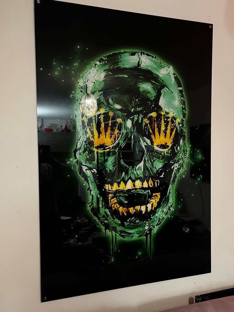 Groot design skull schilderij 100x150 cm - Luxe style van, Ophalen of Verzenden, Zo goed als nieuw, Schilderij, 75 tot 100 cm