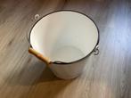 Vintage witte emaille emmer met zwarte bovenrand, Ophalen of Verzenden