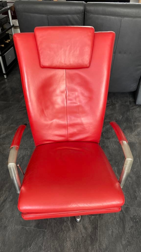 Lederen relaxfauteuil., Huis en Inrichting, Fauteuils, Ophalen, Zo goed als nieuw, Modern, 50 tot 75 cm