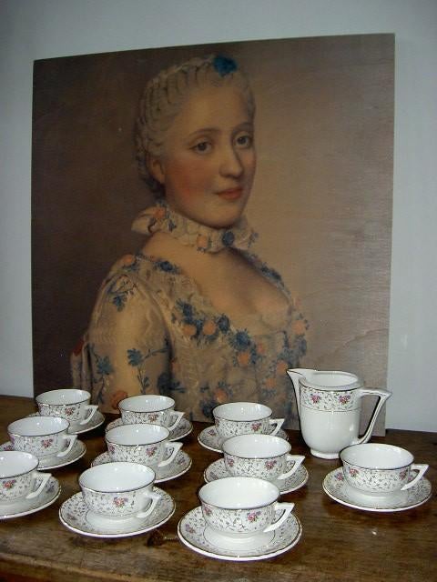 Franse theekopjes + roomkan MdL, Ophalen of Verzenden