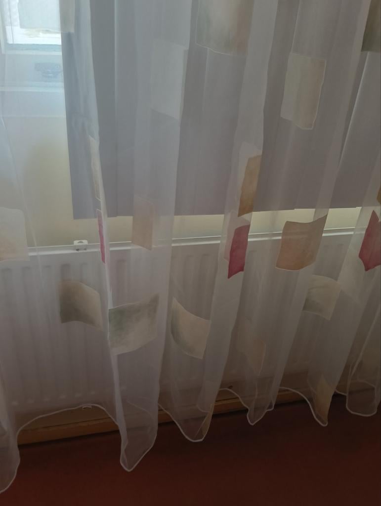 Vitrage. 2st, 200 cm of meer, Beige, Vitrage, 150 tot 200 cm