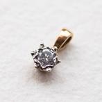 Vintage 9K goud Solitaire diamant pendant hanger, Ophalen of Verzenden, Zo goed als nieuw, Met edelsteen, Goud