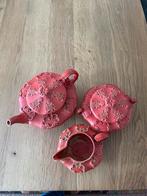 Rood ongeglazuurd theepot melkkan en suikerpot, Gebruikt, Overige typen, Ophalen of Verzenden, Overige stijlen
