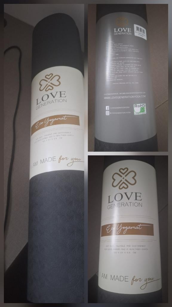 yogamat love genaration eco 183*61*0,6 zwart, Ophalen of Verzenden, Nieuw, Yogamat
