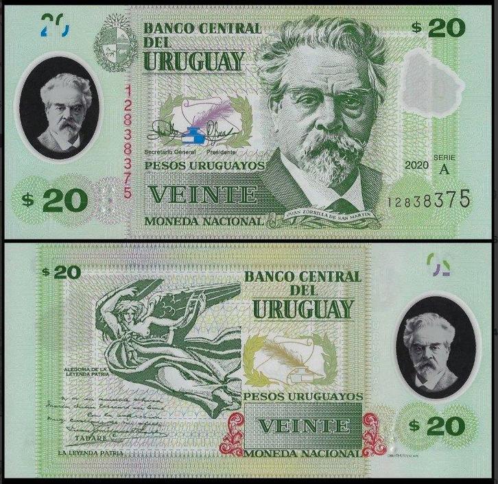 Uruquay 2020, 2 nieuwe polymeer bankbiljetten (UNC), Postzegels en Munten, Bankbiljetten | Amerika, Setje, Zuid-Amerika, Verzenden