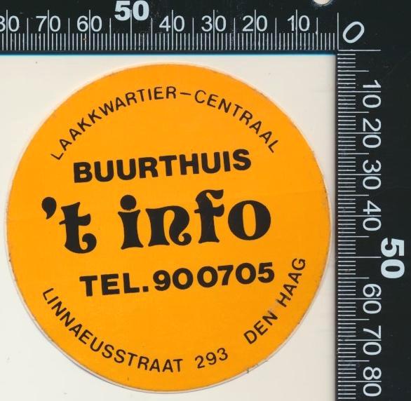 Sticker: Buurthuis Het Info - Laakkwartier Centraal Den Haag, Verzamelen, Stickers, Zo goed als nieuw, Bedrijf of Vereniging, Ophalen of Verzenden