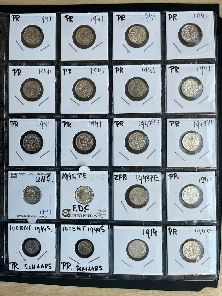 WILHELMINA 18 KWARTJES+ 2X 10 CENT  HOGE KWALITEIT, Postzegels en Munten, Munten | Nederland, Zilver, 25 cent, Koningin Wilhelmina