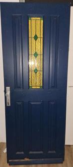Hardhouten Voordeur met Glas, Gebruikt, 80 tot 100 cm, Ophalen of Verzenden, Buitendeur