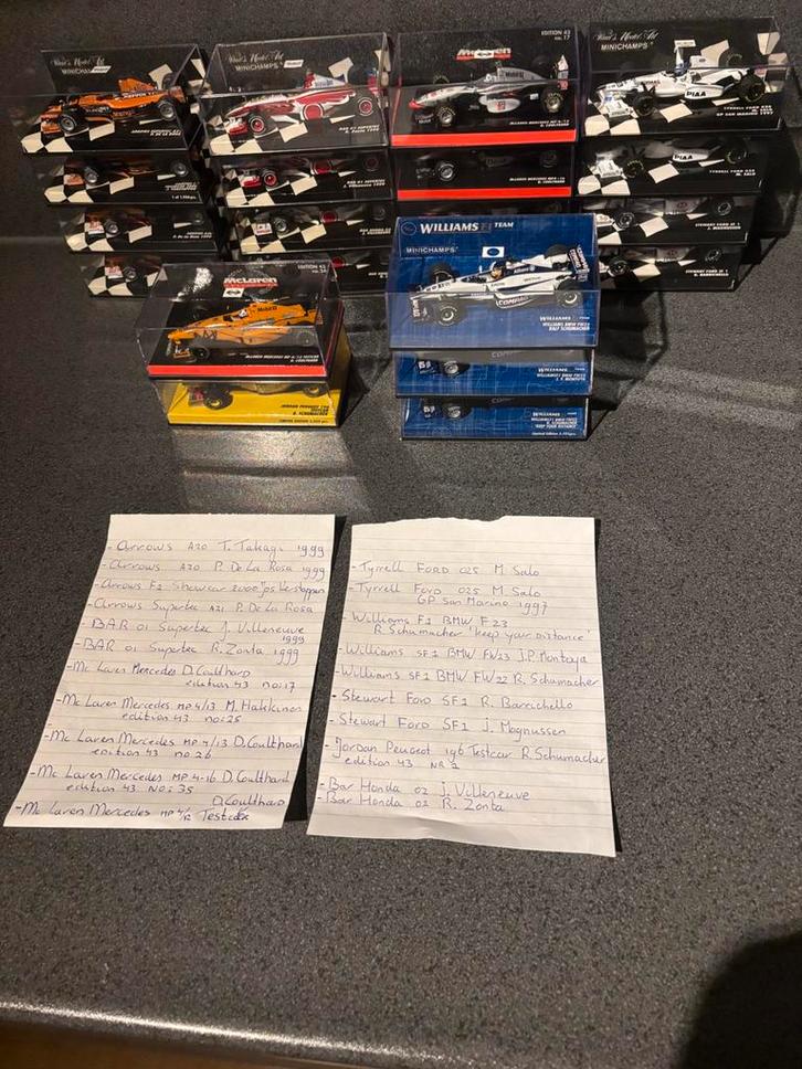 Formule 1 Miniatuurauto's Minichamps Nieuwstaat!, Hobby en Vrije tijd, Modelauto's | 1:43, Zo goed als nieuw, Auto, MiniChamps