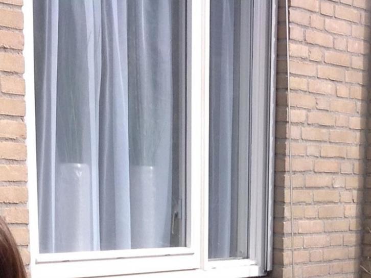 Vitrage Wit (Brandvertragend) 2 stuks., Huis en Inrichting, Stoffering | Gordijnen en Lamellen, Gebruikt, 200 cm of meer, 150 tot 200 cm