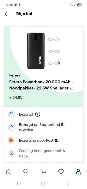 Ferera powerbank 20.000mAh. 22.5w snellader spinternieuw beschikbaar voor biedingen