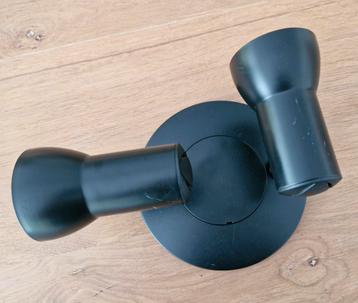 Wand/plafondlamp mat zwart, retro 2x max 60W beschikbaar voor biedingen