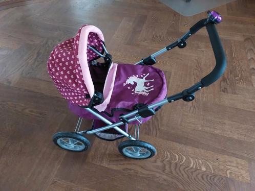 Poppen kinderwagen Bayer paars met hartjes, Kinderen en Baby's, Speelgoed | Poppen, Gebruikt, Ophalen of Verzenden