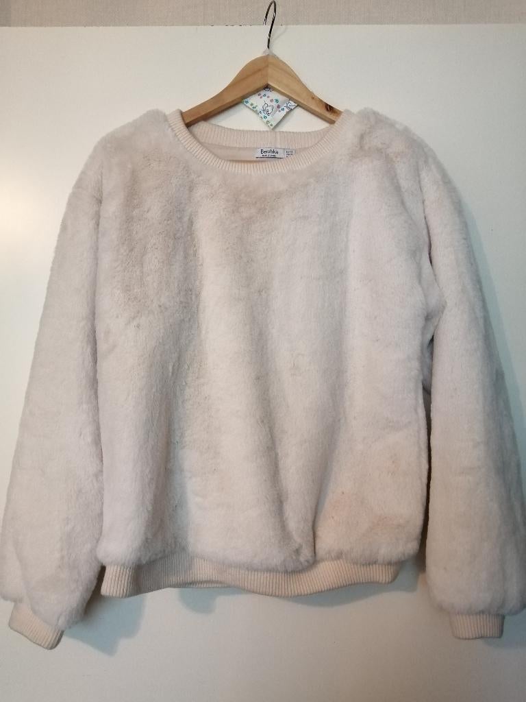 Bershka Teddy Trui , maat S,    Z.G.A.N., Wit, Zo goed als nieuw, Maat 36 (S), Bershka
