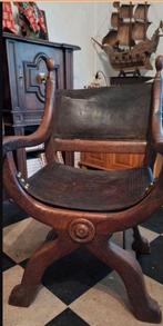 Antieke leren stoel, Antiek en Kunst, Antiek | Meubels | Stoelen en Banken, Ophalen