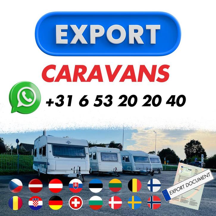 EXPORT CARAVANS DAGELIJKS NIEUWE VOORRAAD EXPORT NUMMER 1, Caravans en Kamperen, Caravan Inkoop