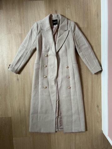 Z.g.a.n. Beige, lange trenchcoat jas van wol, Nikkie, mt XS beschikbaar voor biedingen