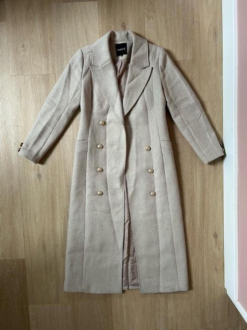Z.g.a.n. Beige, lange trenchcoat jas van wol, Nikkie, mt XS, Kleding | Dames, Jassen | Zomer, Zo goed als nieuw, Maat 34 (XS) of kleiner