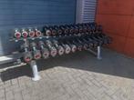 Life Fitness Vaste Rubberen Dumbells 2kg t/m 30kg +Opbergrek, Sport en Fitness, Fitnessmaterialen, Ophalen, Gebruikt, Dumbbell