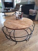 Mooie Salontafel met metalen onderstel, Ophalen, Gebruikt, 50 tot 100 cm, Rond