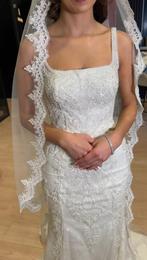 Elegante ivoor-witte trouwjurk met kant & steentjes mt 36/38, Ophalen of Verzenden, Zo goed als nieuw, Wit, Trouwjurk