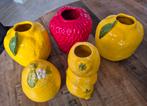 4 fruitvazen 1 aardbeien 2 citroenen, Huis en Inrichting, Woonaccessoires | Vazen, Overige kleuren, Nieuw, Ophalen of Verzenden