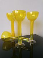 4 x Glas Kelk Design Art Nouveau Vintage Stam Hol Geel 1970, Ophalen of Verzenden