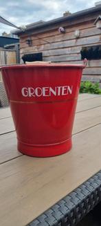 Rode Emaille Groenten Emmer met Bies, Antiek en Kunst, Antiek | Emaille, Ophalen