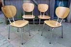 Prachtige set van 4 vintage retro stoelen, Retro vintage, Vier, Bruin, Zo goed als nieuw