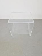 Vintage design Nachtkastje side table kristal acryl Italy, Kunststof, Minder dan 45 cm, N, Ophalen of Verzenden