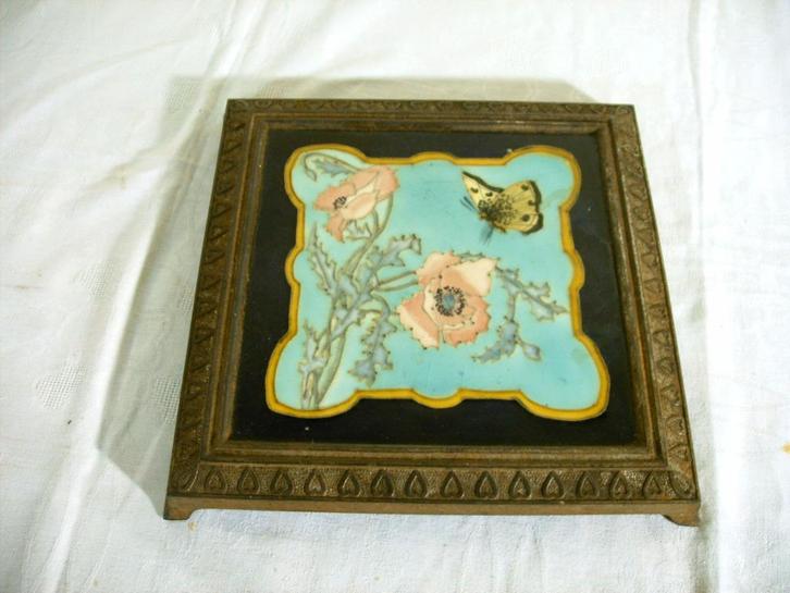 Antieke geëmailleerde onderzetter, Antiek en Kunst, Antiek | Emaille, Ophalen of Verzenden