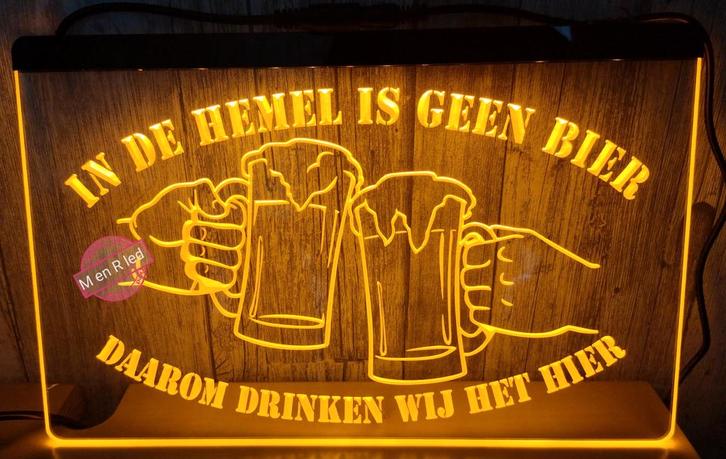 IN DE HEMEL IS GEEN BIER DAAROM....3D ledverlichting lamp, Verzamelen, Merken en Reclamevoorwerpen, Nieuw, Lichtbak of (neon) lamp