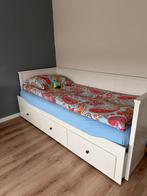 Hemnes bedbank met 3lades wit, Eenpersoons, Wit, Zo goed als nieuw, Hout