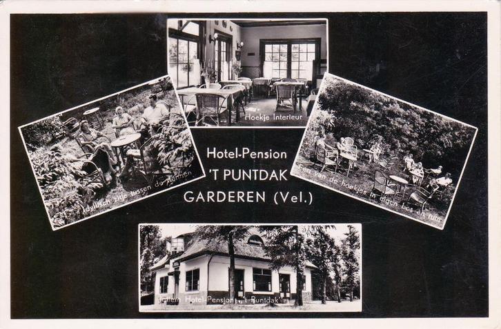 00084 Garderen - 4 luik Hotel Pension 't Puntdak - gel. 1952, Verzamelen, Ansichtkaarten | Nederland, Gelopen, Gelderland, 1940 tot 1960