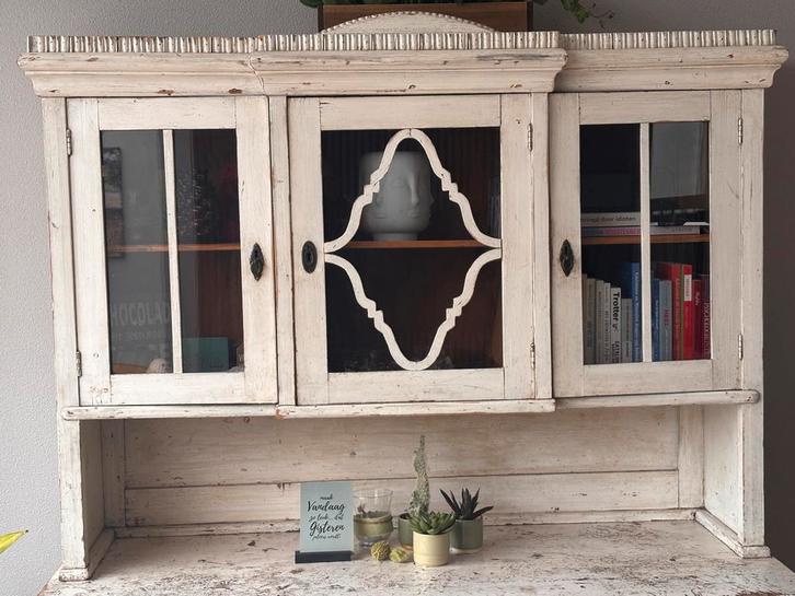 Witte Buffetkast met Glas - Makkelijk te vervoeren, Huis en Inrichting, Kasten | Buffetkasten, Zo goed als nieuw, 150 tot 200 cm