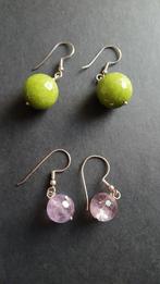 Oorbellen met olivijn en amethist, Ophalen of Verzenden, Zo goed als nieuw, Paars, Overige materialen