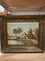 Antiek schilderij 19e eeuw met handtekening, Antiek en Kunst, Ophalen of Verzenden
