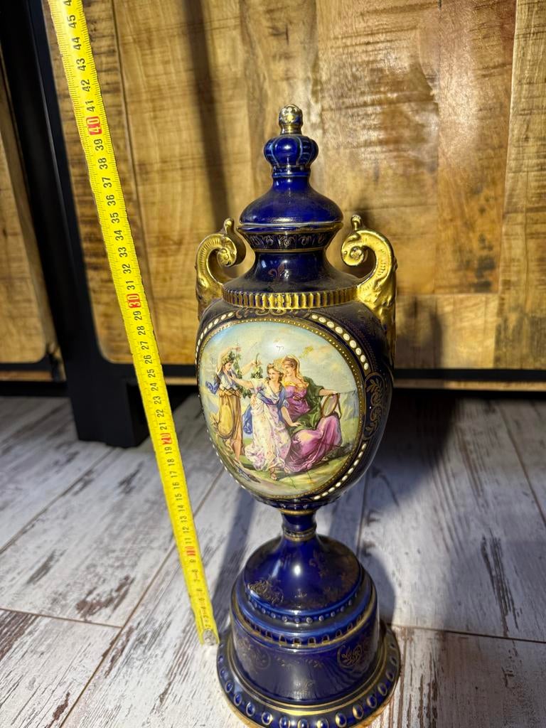 Antieke weens  Kobalt Blauwe Vaas vienna, Ophalen