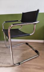 Leren Buizen Stoel Zwart, Huis en Inrichting, Stoelen, Ophalen, Gebruikt, Zwart, Metaal