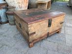 Stoere houten kist / salontafel, Ophalen, Gebruikt, 50 tot 100 cm, Teakhout