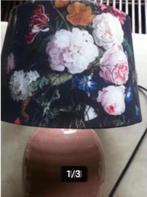 Schemerlamp stenen voet roze kapje gebloemd., Huis en Inrichting, Ophalen of Verzenden, Zo goed als nieuw, Overige materialen