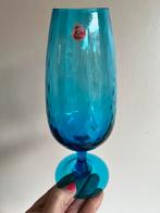 Vintage Empoli Italy Optical Glas op Voet Turquoise Jaren 60, Antiek en Kunst, Antiek | Glas en Kristal, Ophalen of Verzenden