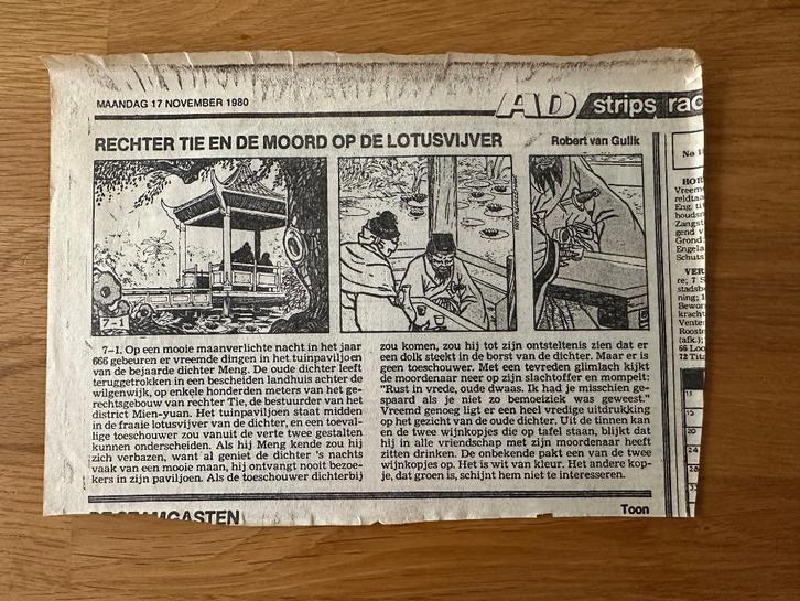 Rechter Tie krantenstrip nr. 7 – Algemeen Dagblad (1980), Verzamelen, Stripfiguren, Ophalen
