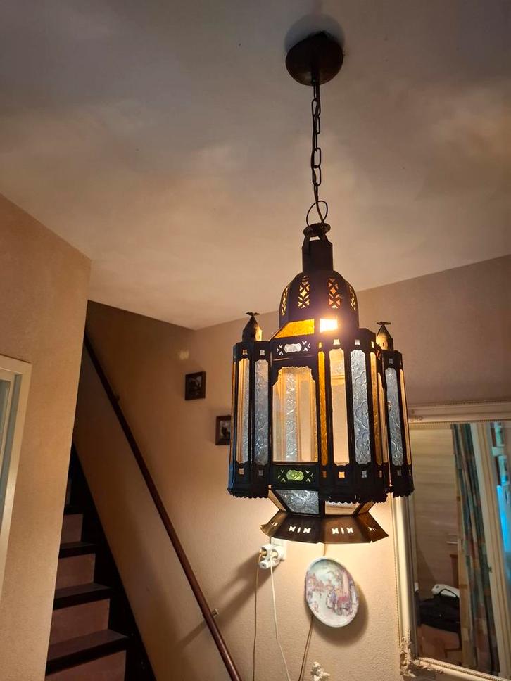 Authentieke Marokkaanse hanglamp ca. 45 cm (h) × 25 cm (b), Antiek en Kunst, Antiek | Lampen, Ophalen