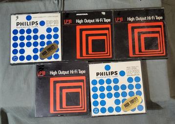 5x Philips 18 cm bandrecorder banden in kunststof cassettes beschikbaar voor biedingen